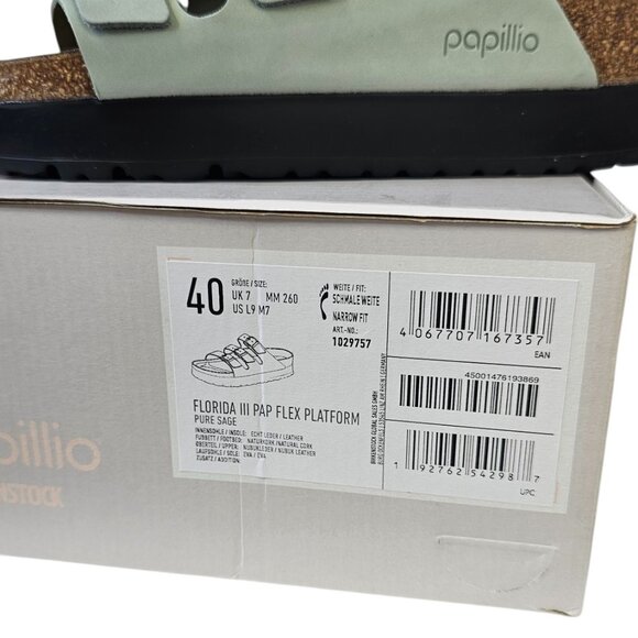Papillio Birkenstock Florida Flex Platform Triple-Strap Sandal, Sage,Narrow 40/9 - Picture 5 of 7
